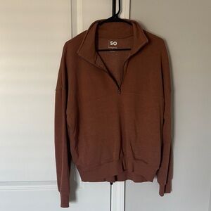 SO Men's Zip-Neck Sweater in Chestnut Brown